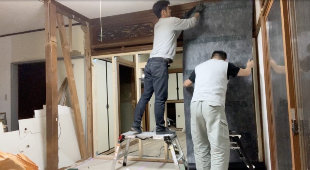 DIY：壁設置、遮音シート１
セルフリノベーション
セルフリフォーム
空き家再生