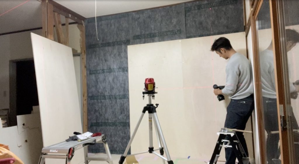 DIY：壁設置、ベニヤ板設置６
セルフリノベーション
セルフリフォーム
空き家再生