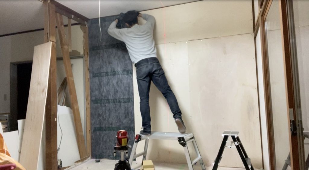 DIY：壁設置、ベニヤ板設置８
セルフリノベーション
セルフリフォーム
空き家再生